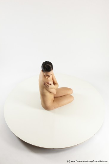 Nude Woman White Sitting poses - ALL Slim long brown Sitting poses - simple Multi angle poses Pinup