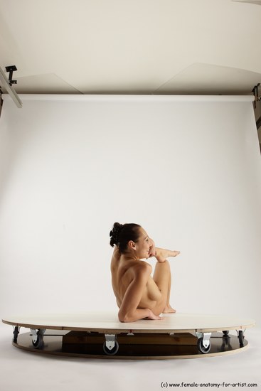 Nude Woman White Sitting poses - ALL Slim long brown Sitting poses - simple Multi angle poses Pinup