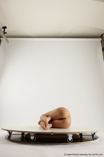 Nude Woman White Laying poses - ALL Slim Laying poses - on side long brown Multi angle poses Pinup