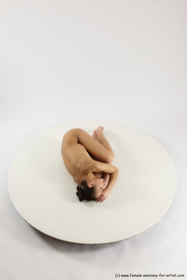 Nude Woman White Laying poses - ALL Slim Laying poses - on side long brown Multi angle poses Pinup