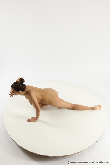 Nude Gymnastic poses Woman White Slim long brown Multi angle poses Pinup
