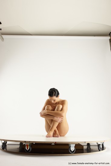 Nude Woman White Sitting poses - ALL Slim long brown Sitting poses - simple Multi angle poses Pinup