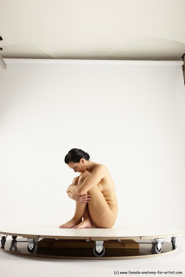 Nude Woman White Sitting poses - ALL Slim long brown Sitting poses - simple Multi angle poses Pinup