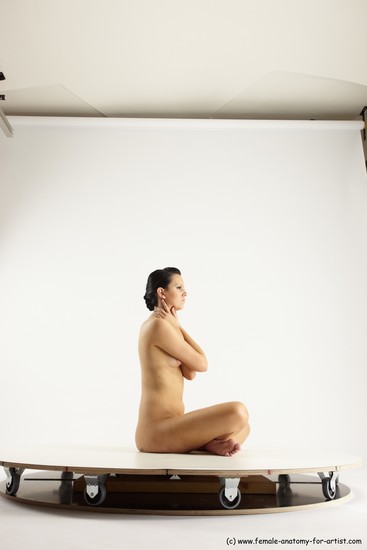 Nude Woman White Sitting poses - ALL Slim long brown Sitting poses - simple Multi angle poses Pinup