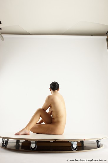 Nude Woman White Sitting poses - ALL Slim long brown Sitting poses - simple Multi angle poses Pinup