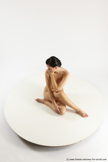 Nude Woman White Sitting poses - ALL Slim long brown Sitting poses - simple Multi angle poses Pinup