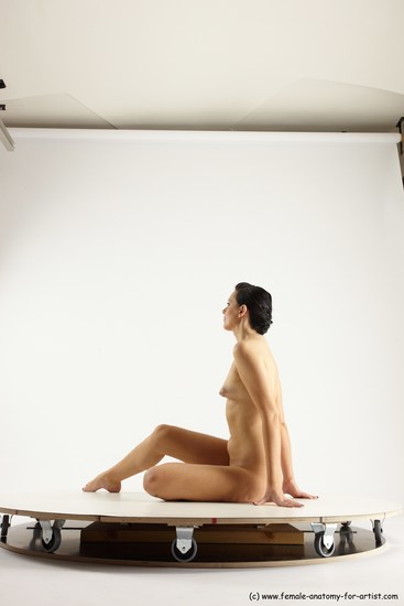 Nude Woman White Sitting poses - ALL Slim long brown Sitting poses - simple Multi angle poses Pinup