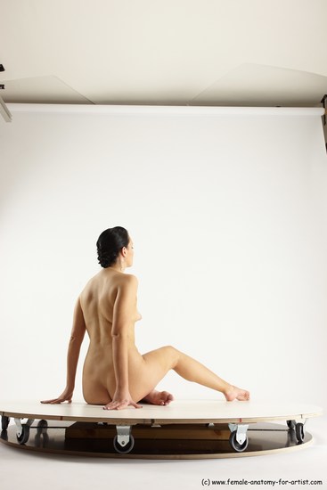 Nude Woman White Sitting poses - ALL Slim long brown Sitting poses - simple Multi angle poses Pinup