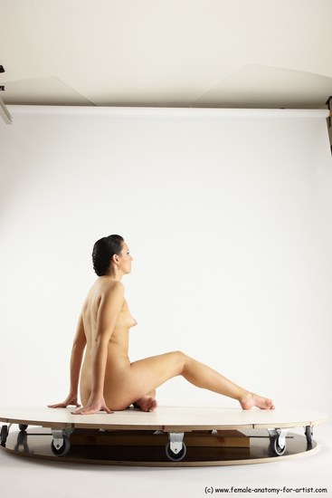 Nude Woman White Sitting poses - ALL Slim long brown Sitting poses - simple Multi angle poses Pinup