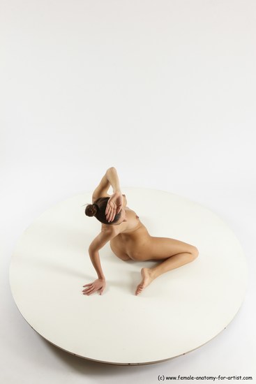 Nude Gymnastic poses Woman White Slim long brown Multi angle poses Pinup