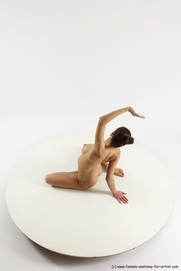 Nude Gymnastic poses Woman White Slim long brown Multi angle poses Pinup