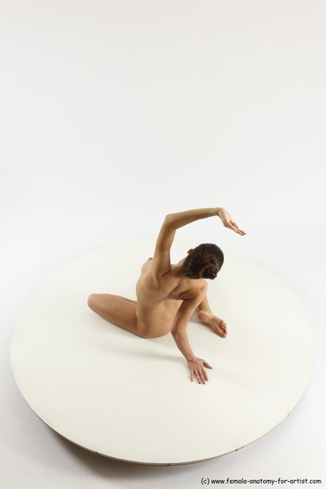 Nude Gymnastic poses Woman White Slim long brown Multi angle poses Pinup