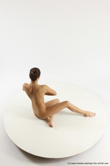 Nude Gymnastic poses Woman White Slim long brown Multi angle poses Pinup