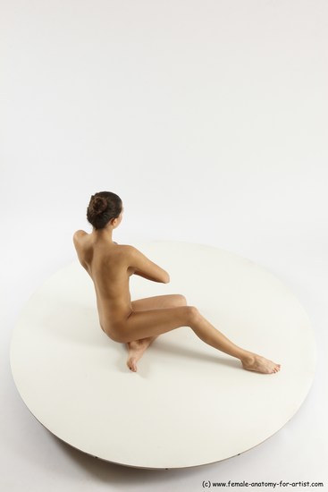 Nude Gymnastic poses Woman White Slim long brown Multi angle poses Pinup