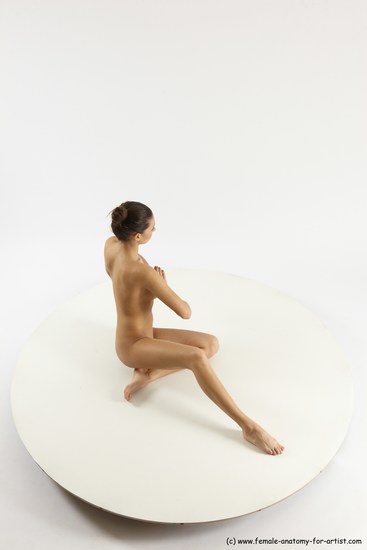 Nude Gymnastic poses Woman White Slim long brown Multi angle poses Pinup