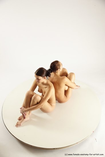 Nude Woman - Woman White Sitting poses - ALL Slim long brown Sitting poses - simple Multi angle poses Pinup