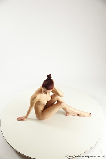 Nude Woman White Sitting poses - ALL Slim long colored Sitting poses - simple Multi angle poses Pinup