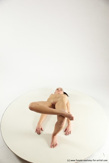 Nude Gymnastic poses Woman White Sitting poses - ALL Slim long black Multi angle poses Pinup