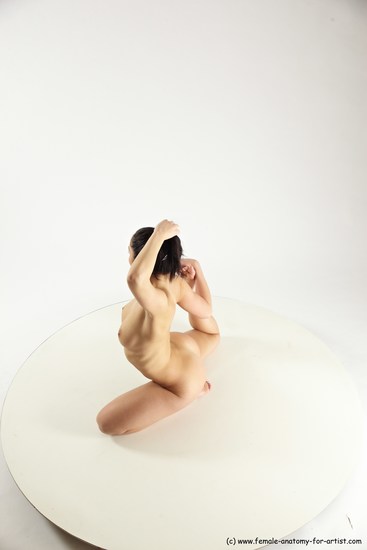 Nude Gymnastic poses Woman White Sitting poses - ALL Slim long black Multi angle poses Pinup