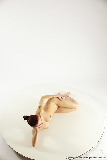 Nude Woman White Laying poses - ALL Slim Laying poses - on side long colored Multi angle poses Pinup