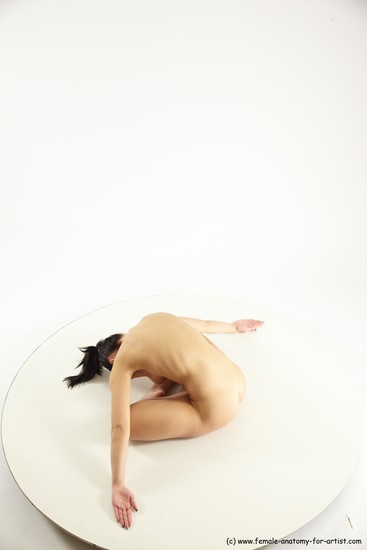 Nude Gymnastic poses Woman White Sitting poses - ALL Slim long black Multi angle poses Pinup