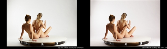 Nude Woman - Woman White Sitting poses - ALL Slim long blond Sitting poses - simple 3D Stereoscopic poses Pinup