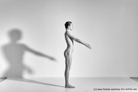 Nude Yoga poses Woman White Moving poses Slim long brown Dynamic poses Pinup