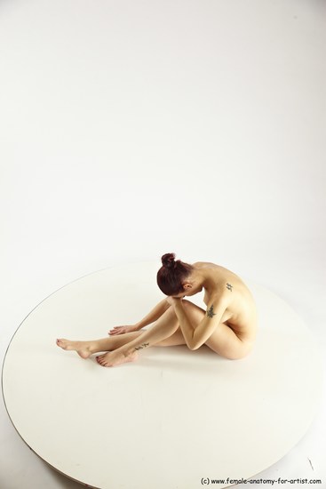 Nude Woman White Sitting poses - ALL Slim long colored Sitting poses - simple Multi angle poses Pinup