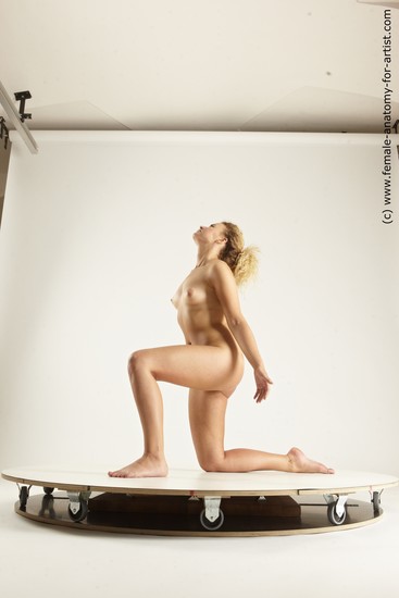 Nude Woman White Kneeling poses - ALL Slim long blond Multi angle poses Pinup