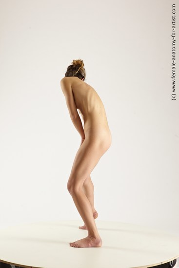 Nude Woman White Slim long blond Multi angle poses Pinup