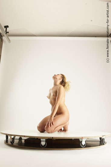 Nude Woman White Kneeling poses - ALL Slim long blond Multi angle poses Pinup