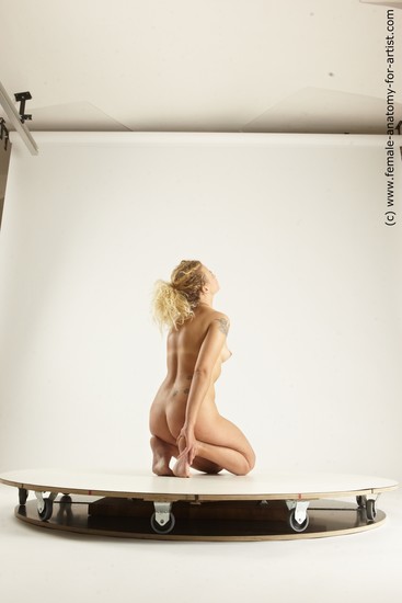 Nude Woman White Kneeling poses - ALL Slim long blond Multi angle poses Pinup