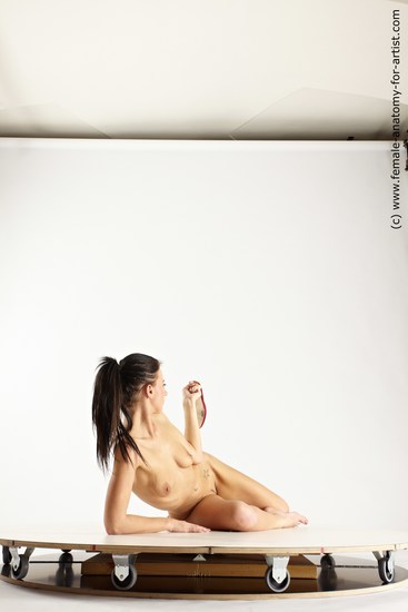 Nude Woman White Slim long brown Multi angle poses Pinup