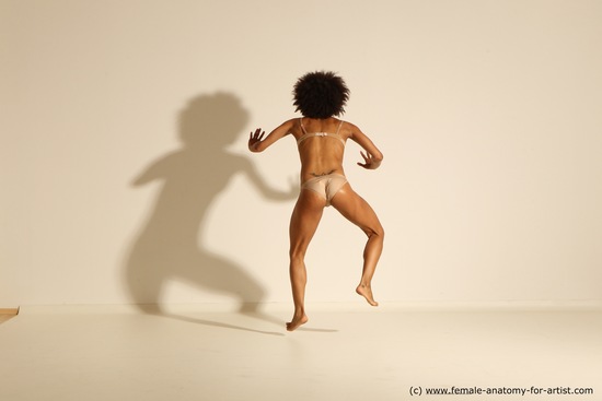 Underwear Gymnastic poses Woman Black Athletic dreadlocks black Dancing Dynamic poses Academic