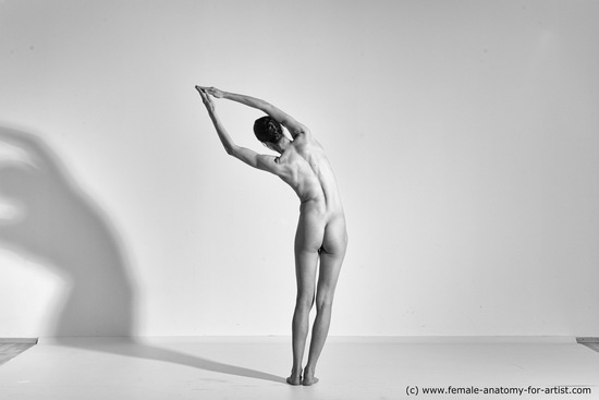 Nude Gymnastic poses Woman White Moving poses Slim long brown Dynamic poses Pinup