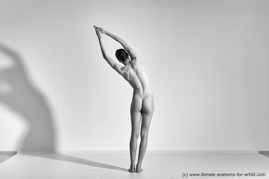 Nude Gymnastic poses Woman White Moving poses Slim long brown Dynamic poses Pinup