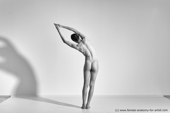 Nude Gymnastic poses Woman White Moving poses Slim long brown Dynamic poses Pinup