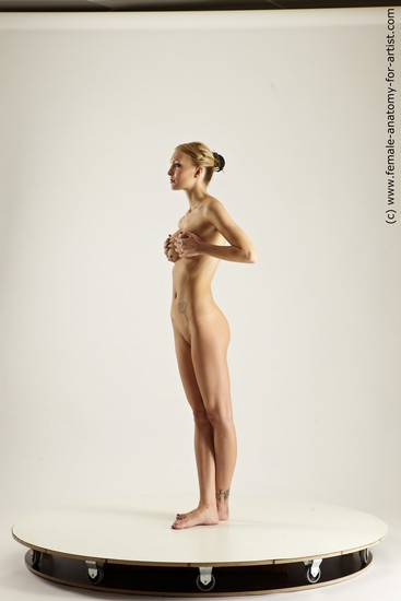 Nude Woman White Standing poses - ALL Slim long brown Standing poses - simple Multi angle poses Pinup