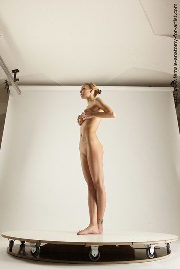 Nude Woman White Standing poses - ALL Slim long brown Standing poses - simple Multi angle poses Pinup