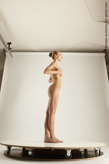 Nude Woman White Standing poses - ALL Slim long brown Standing poses - simple Multi angle poses Pinup