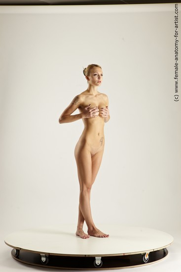 Nude Woman White Standing poses - ALL Slim long brown Standing poses - simple Multi angle poses Pinup