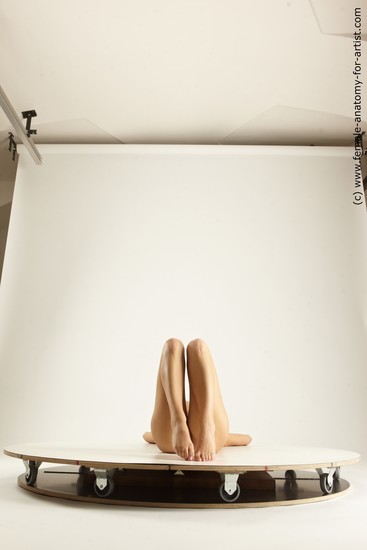 Nude Woman White Laying poses - ALL Slim long brown Multi angle poses Pinup