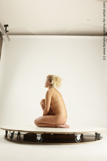 Nude Woman White Kneeling poses - ALL Slim medium blond Multi angle poses Pinup