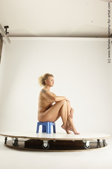 Nude Woman White Sitting poses - ALL Slim long blond Sitting poses - simple Multi angle poses Pinup