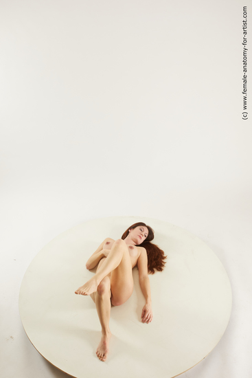 Nude Woman White Laying poses - ALL Pregnant long brown Multi angle poses Pinup