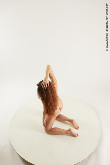 Nude Woman White Kneeling poses - ALL Pregnant long brown Multi angle poses Pinup