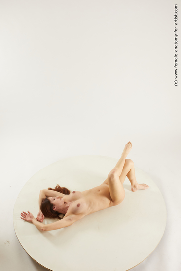 Nude Woman White Laying poses - ALL Pregnant Laying poses - on back long brown Multi angle poses Pinup