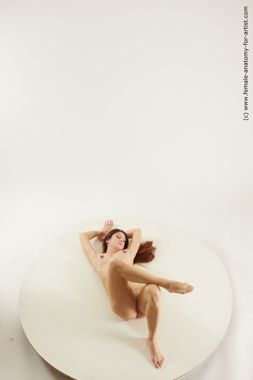 Nude Woman White Laying poses - ALL Pregnant Laying poses - on back long brown Multi angle poses Pinup