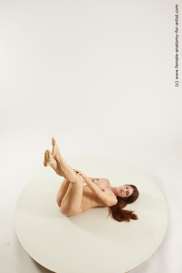 Nude Woman White Laying poses - ALL Pregnant Laying poses - on back long brown Multi angle poses Pinup