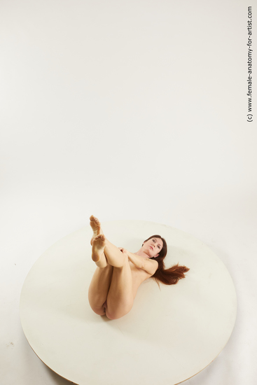 Nude Woman White Laying poses - ALL Pregnant Laying poses - on back long brown Multi angle poses Pinup